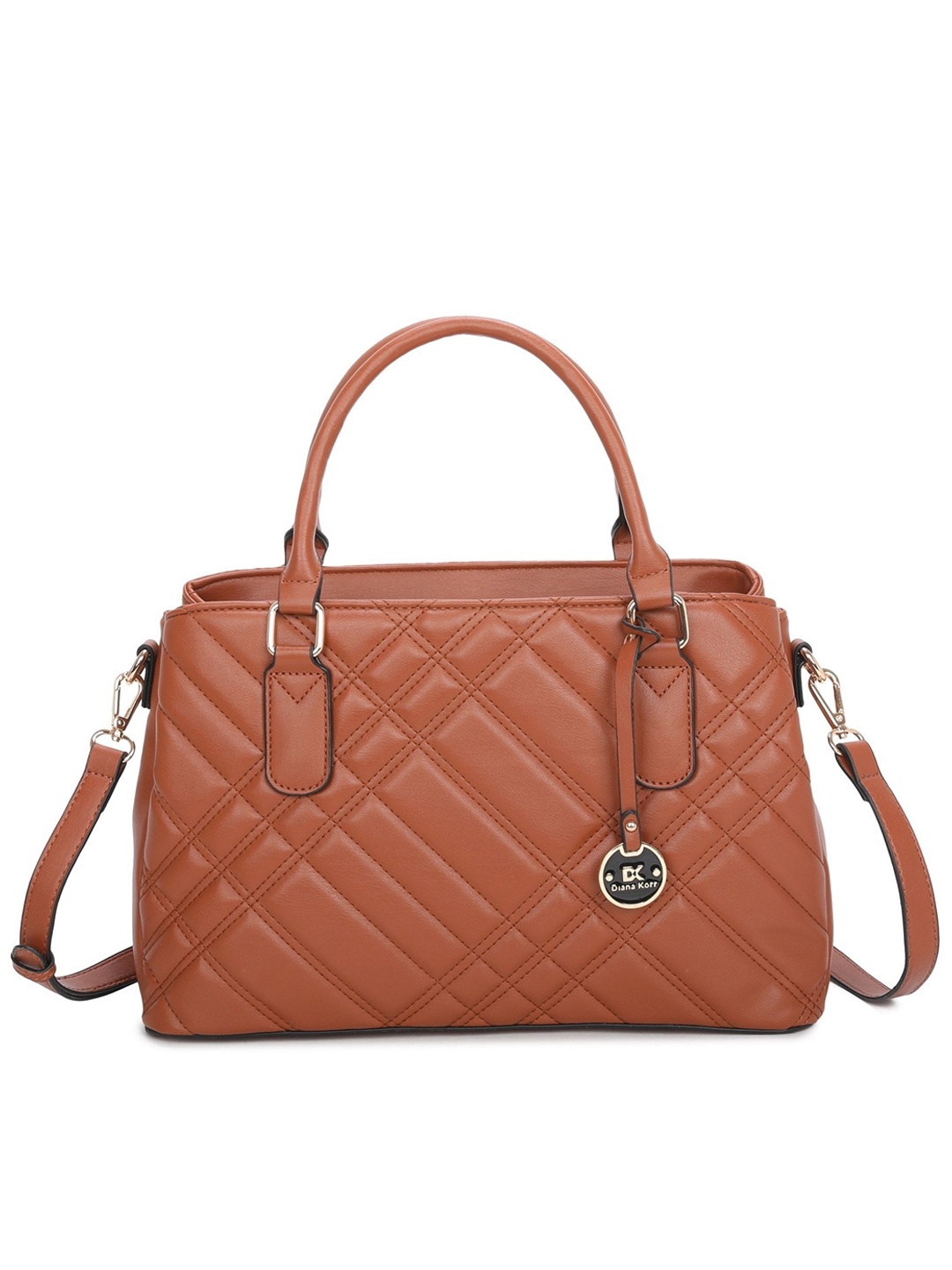 

Diana Korr Structured Handheld Bag with Quilted, Tan