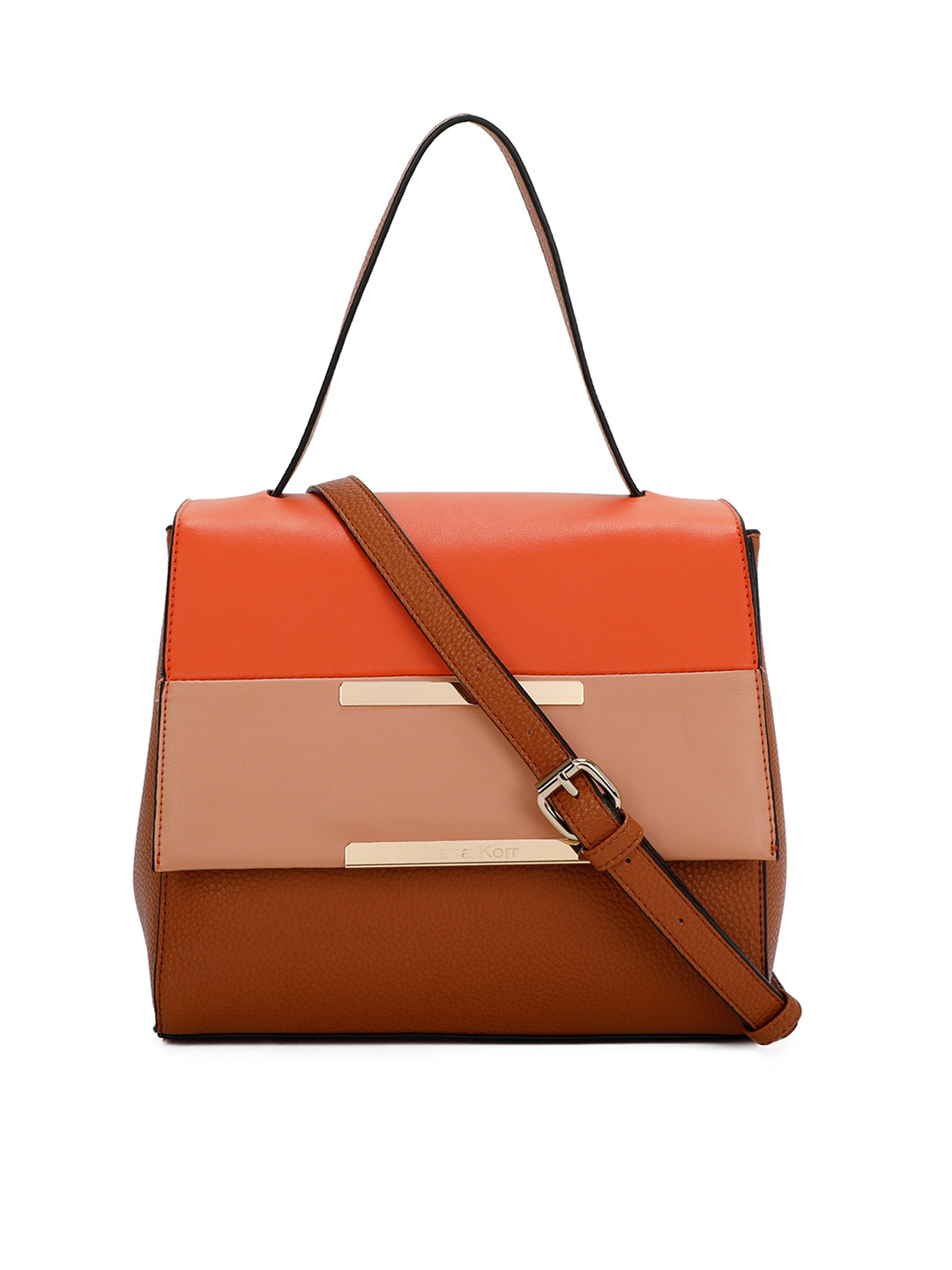 

Diana Korr Striped Structured Satchel, Tan