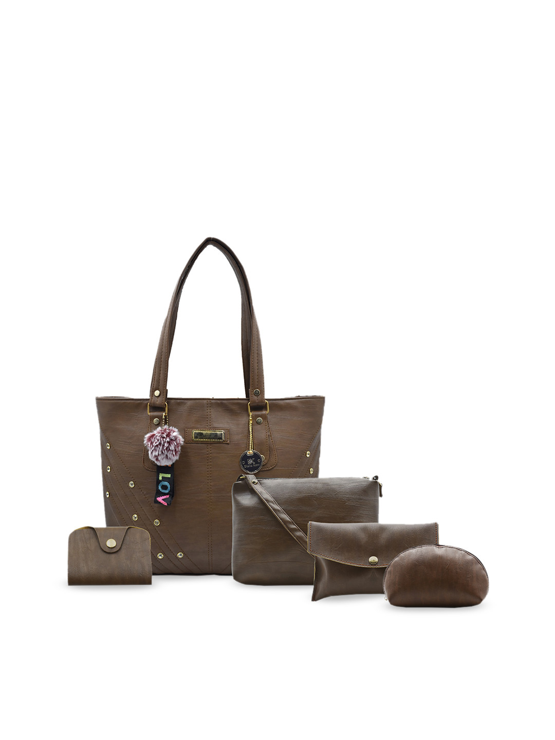 

Diana Korr Set Of 5 Structured Shoulder Bag Set, Brown