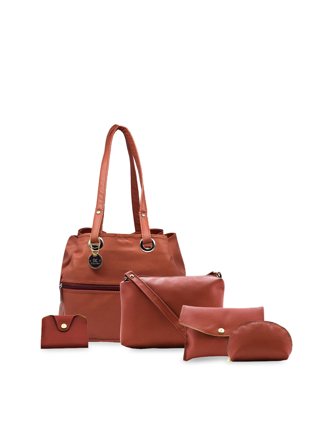 

Diana Korr Pack Of 5 Textured Structured Shoulder Bag, Brown