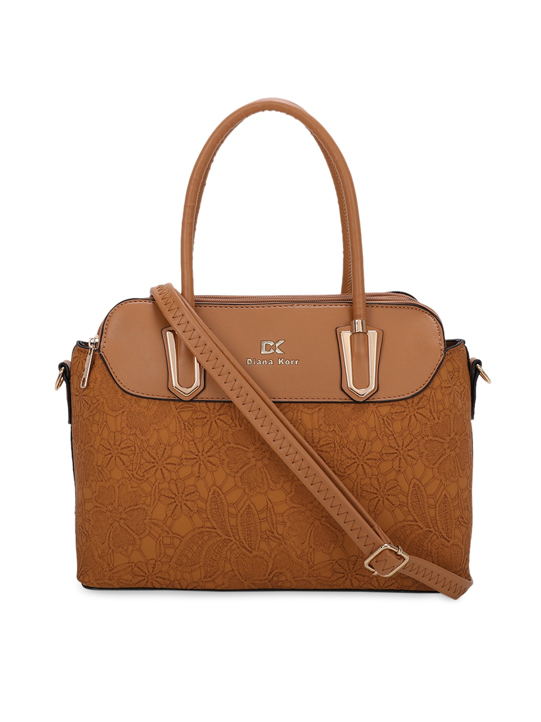 

Diana Korr Floral Textured Structured Handheld Bag, Tan