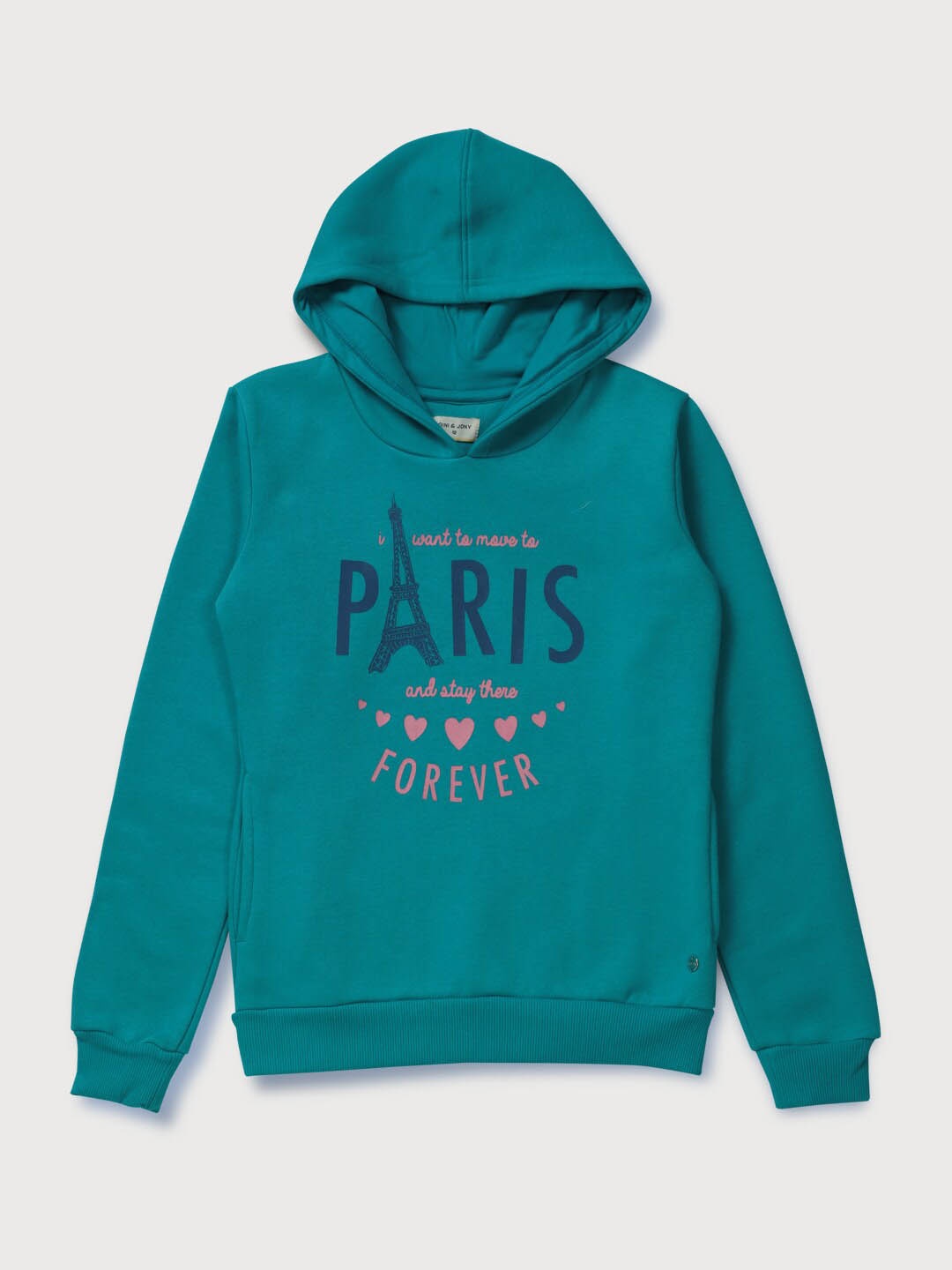 

Gini and Jony Infant Girls Printed Cotton Hooded Sweatshirt, Blue