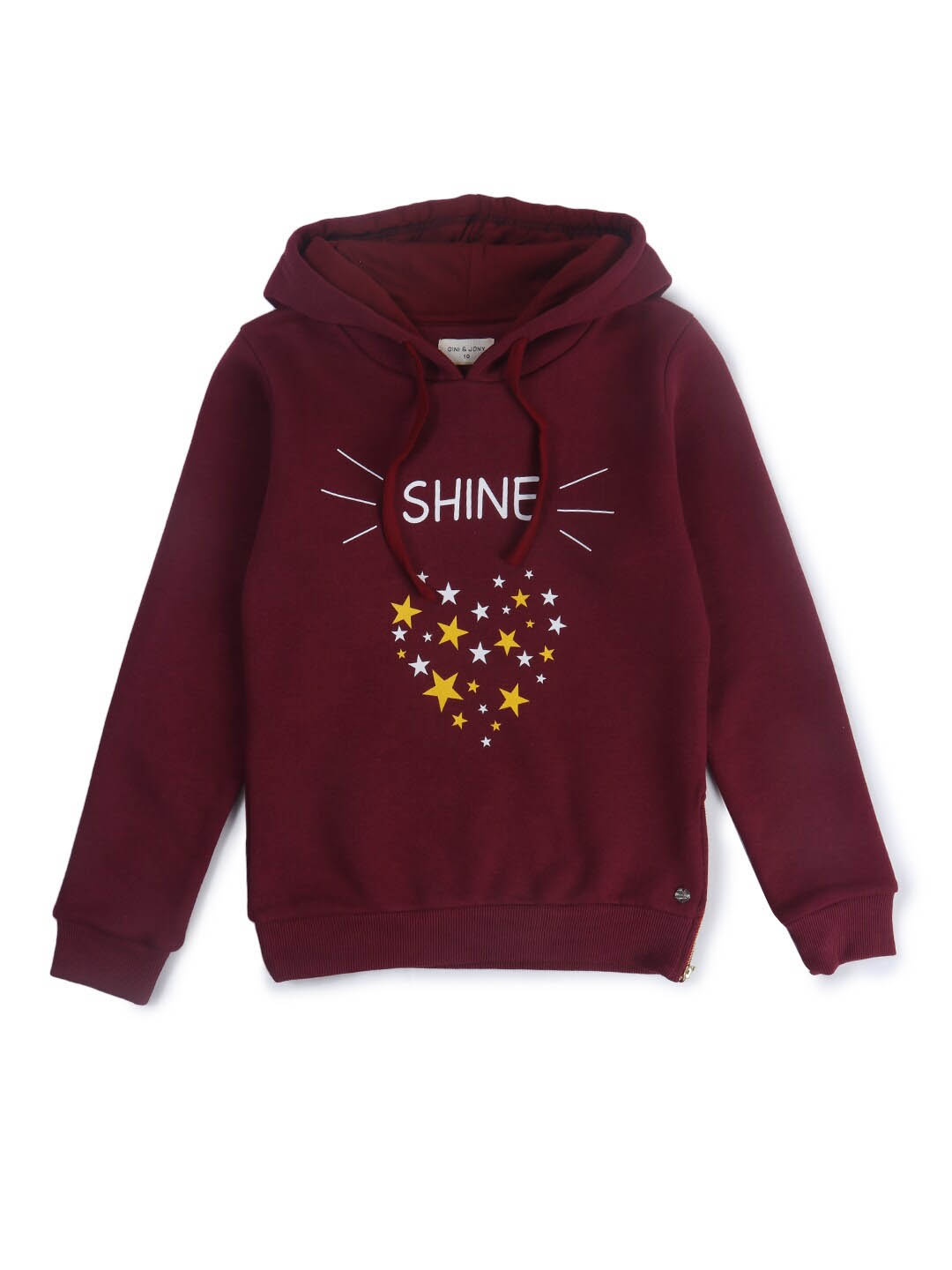 

Gini and Jony Girls Printed Hooded Cotton Sweatshirt, Maroon