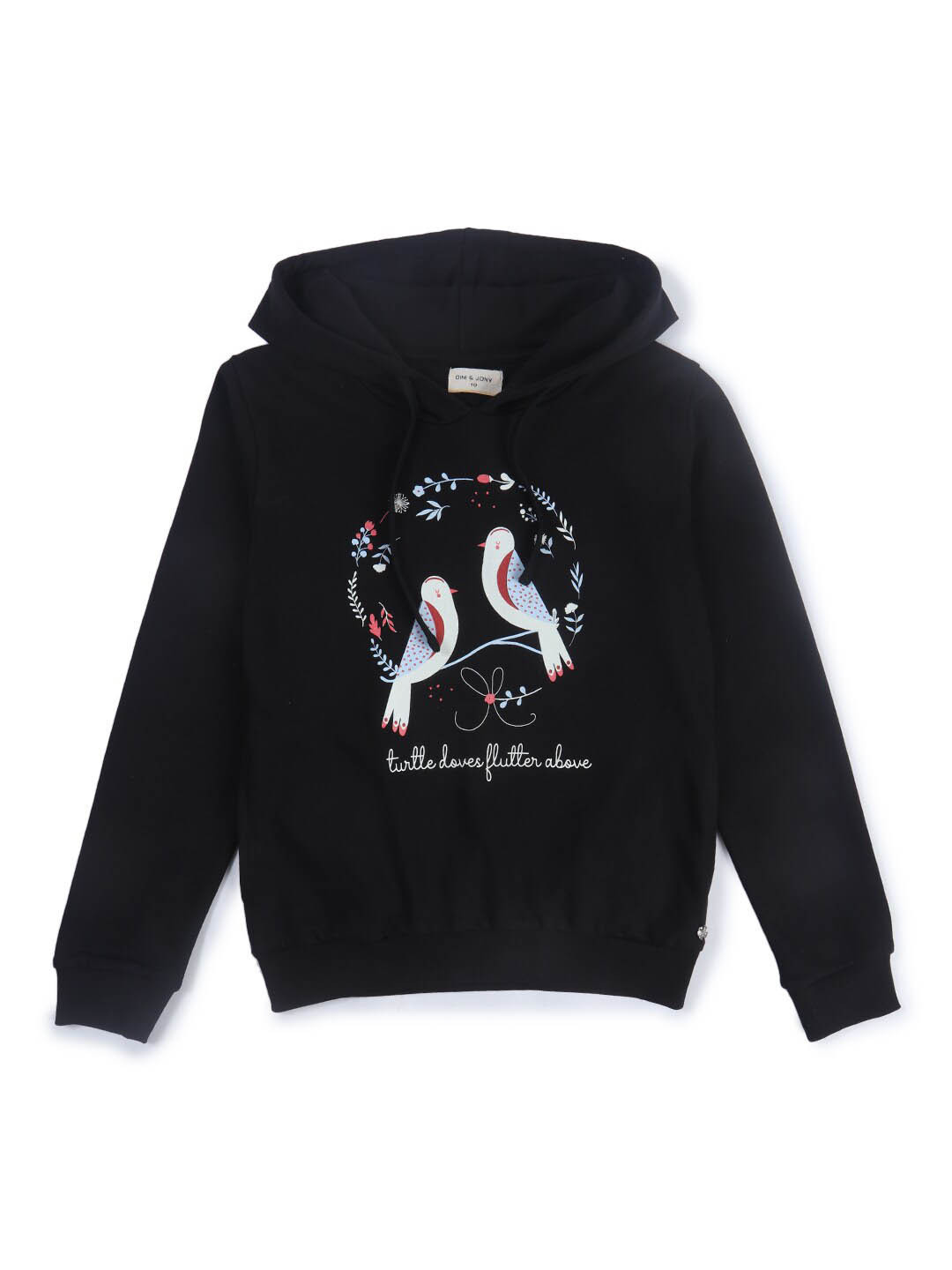 

Gini and Jony Girls Printed Cotton Hooded Sweatshirt, Black