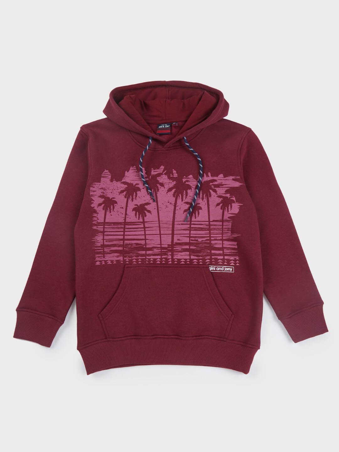 

Gini and Jony Kids Boys Graphic Printed Hooded Fleece Sweatshirt, Maroon