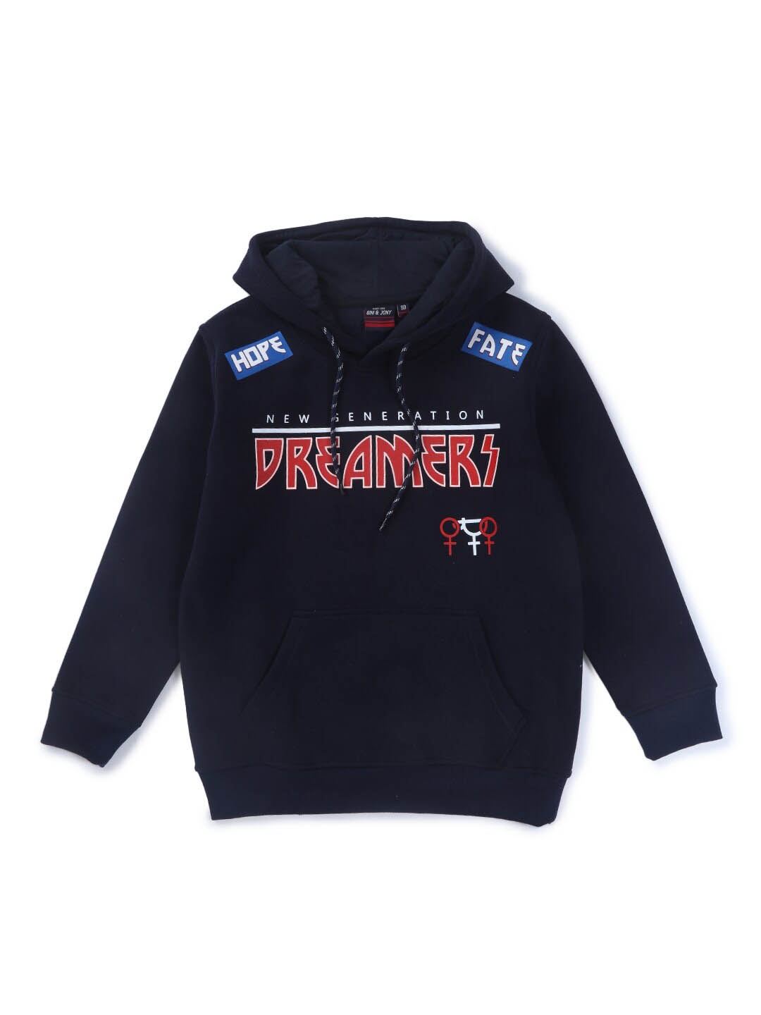 

Gini and Jony Kids Boys Typography Printed Hooded Fleece Sweatshirt, Navy blue