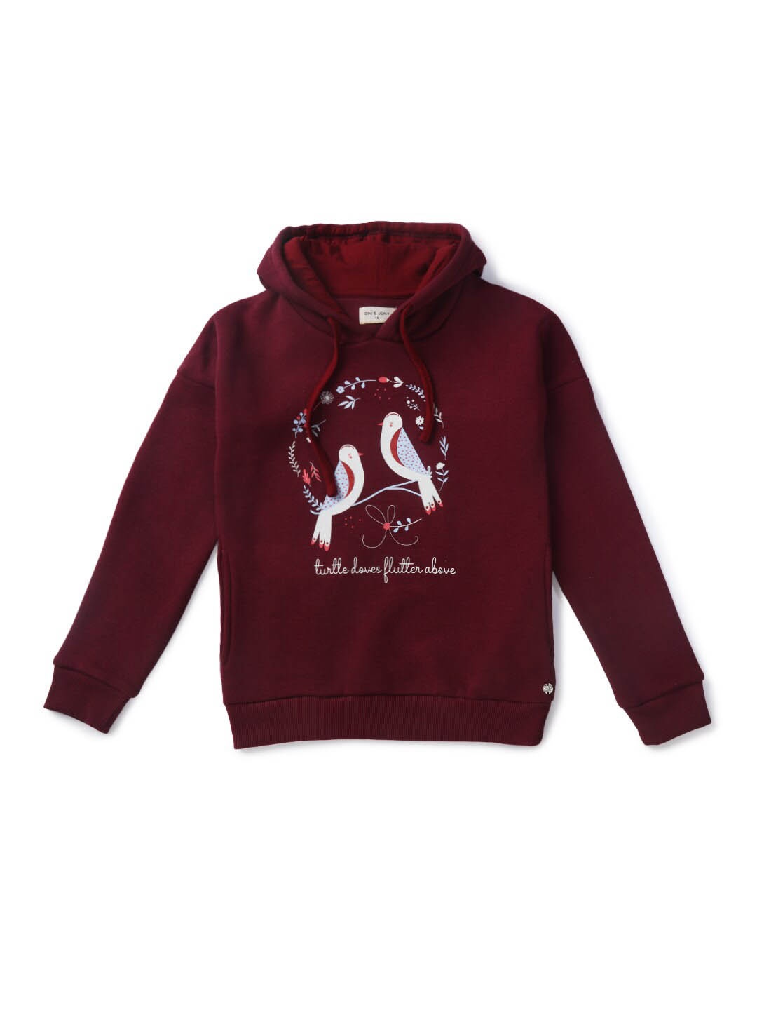 

Gini and Jony Infants Girls Printed Cotton Hooded Sweatshirt, Maroon