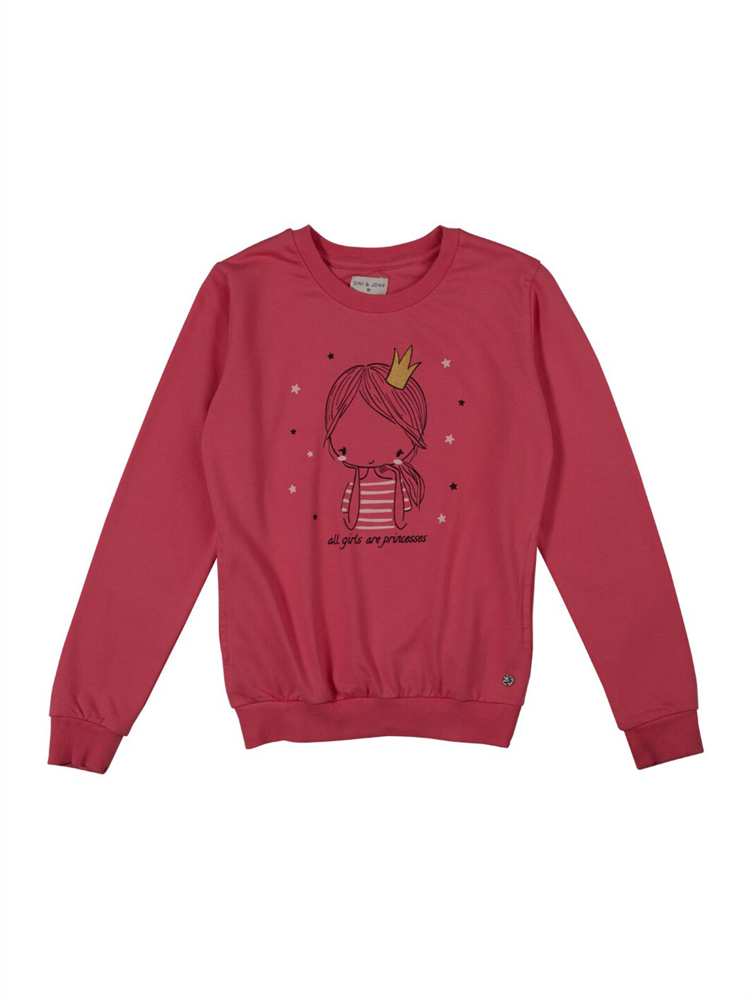 

Gini and Jony Girls Printed Fleece Pullover Sweatshirt, Red
