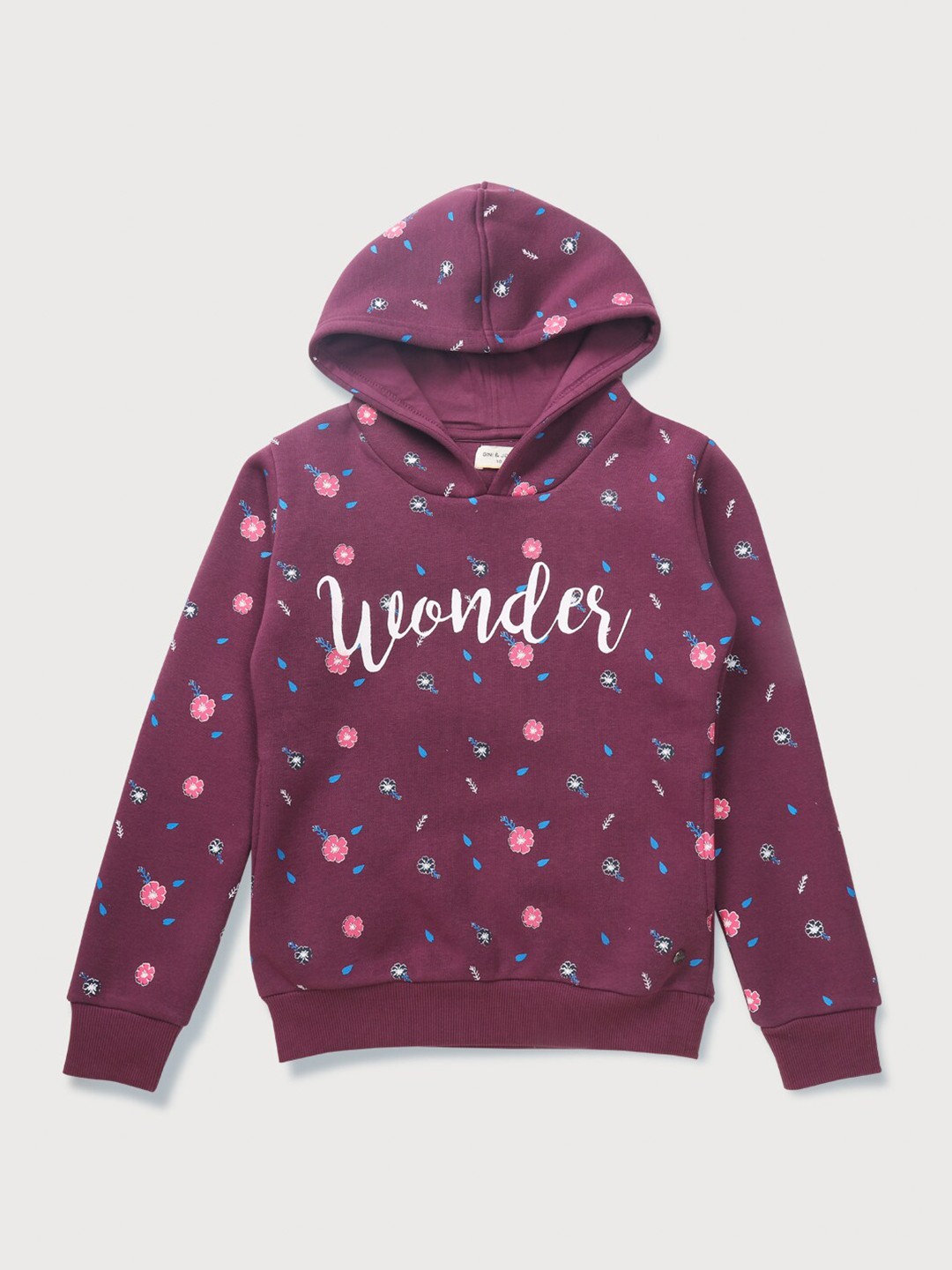

Gini and Jony Kids Girls Typography Printed Hooded Cotton Sweatshirt, Purple