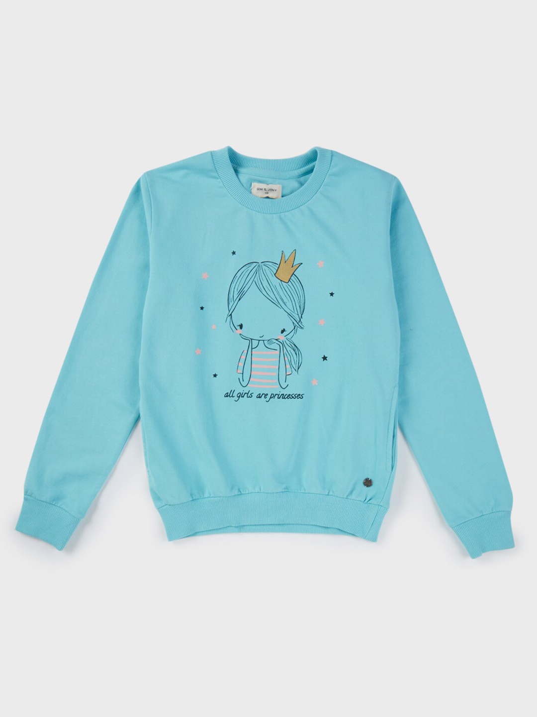 

Gini and Jony Girls Printed Fleece Pullover Sweatshirt, Blue