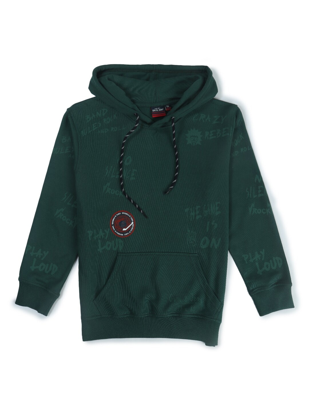 

Gini and Jony Boys Printed Hooded Sweatshirt, Green