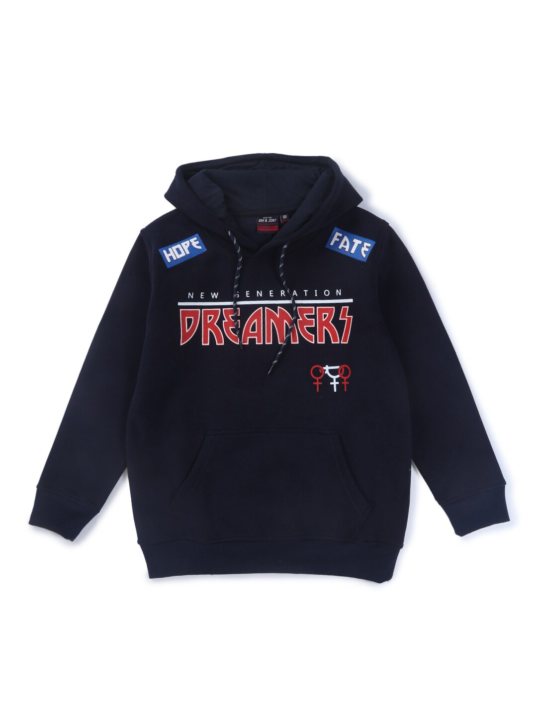 

Gini and Jony Boys Typography Printed Fleece Sweatshirt, Navy blue
