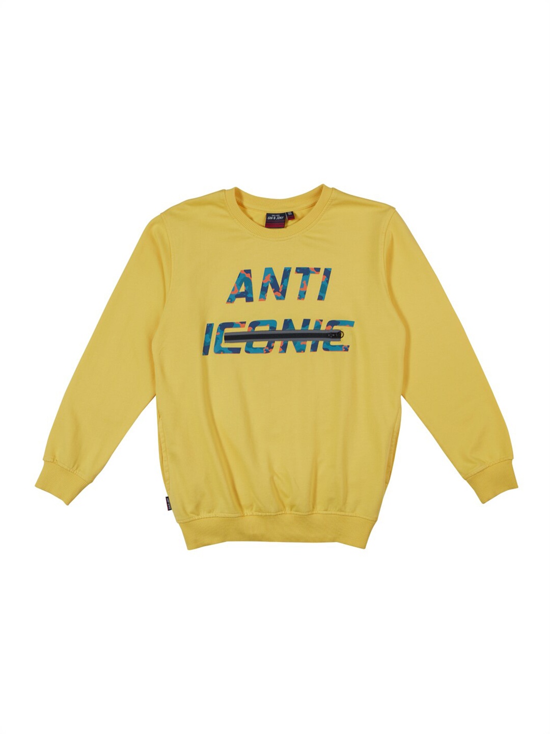 

Gini and Jony Boys Typography Printed Fleece Sweatshirt, Yellow