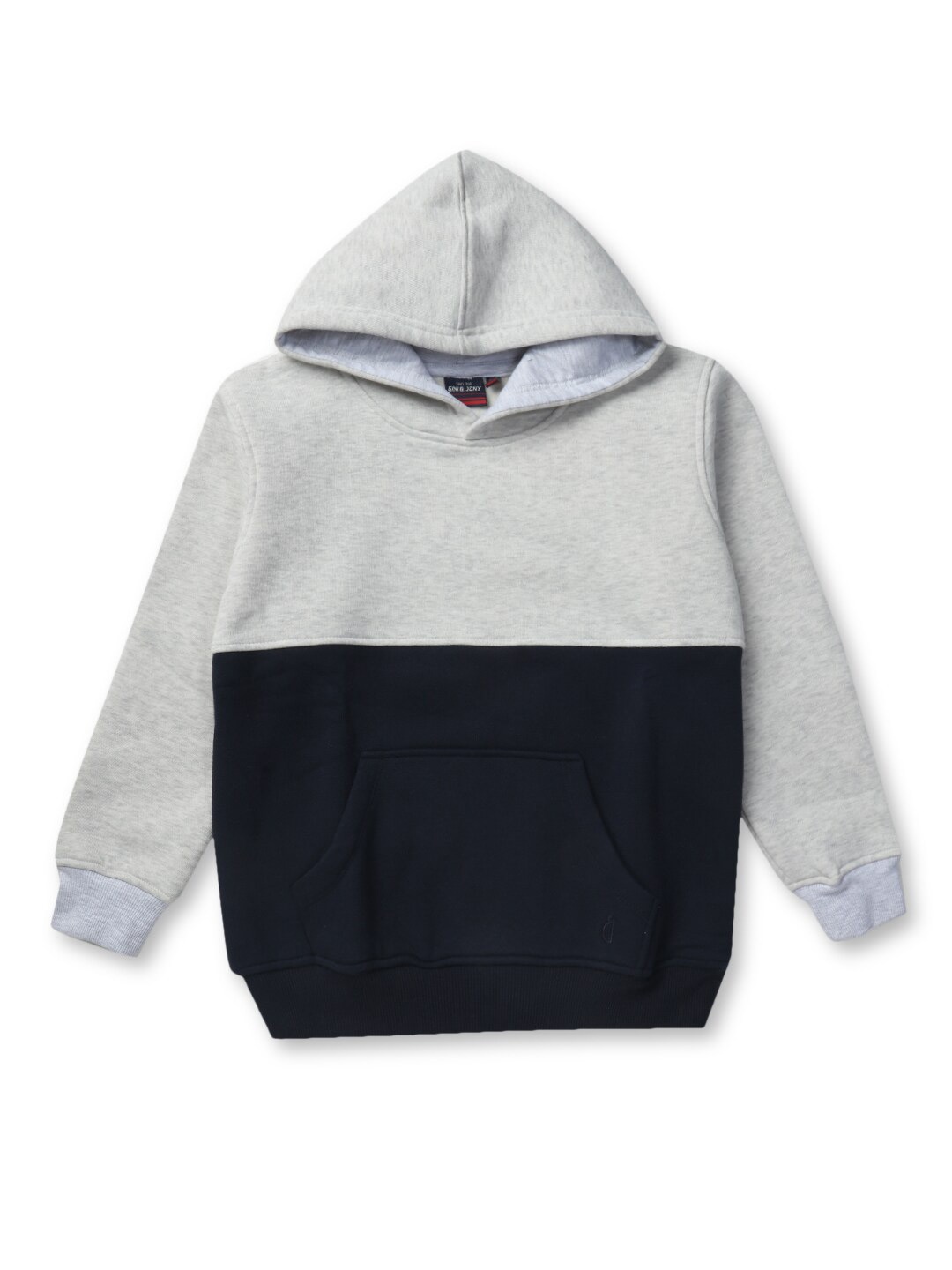 

Gini and Jony Boys Striped Hooded Fleece Sweatshirt, Grey melange