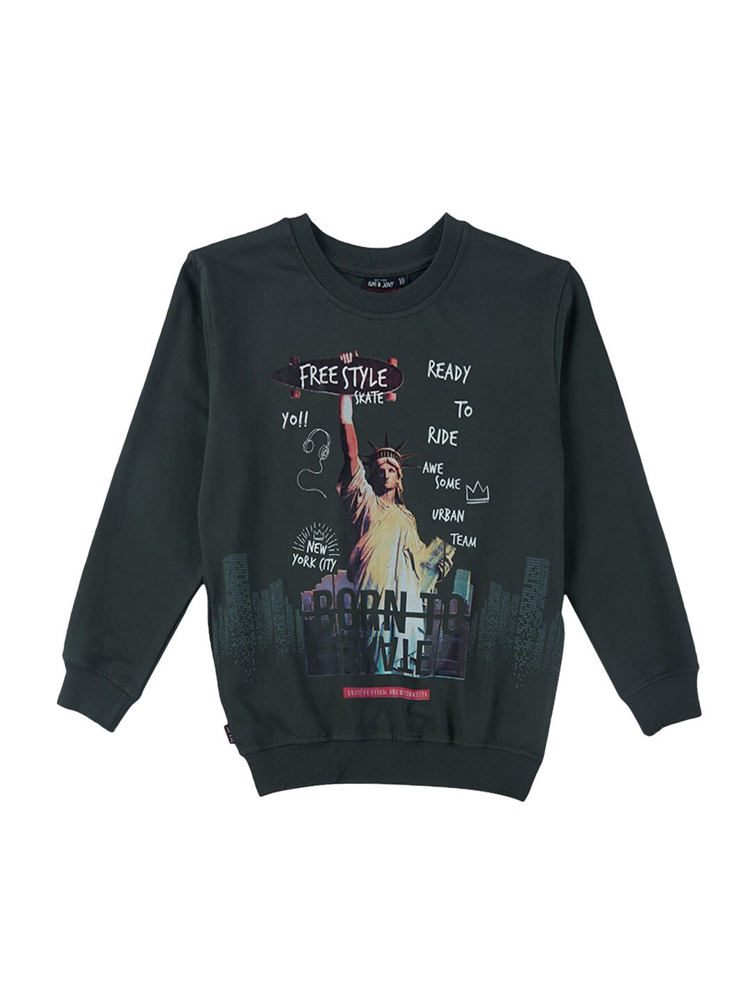 

Gini and Jony Infant Boys Typography Printed Fleece Sweatshirt, Olive