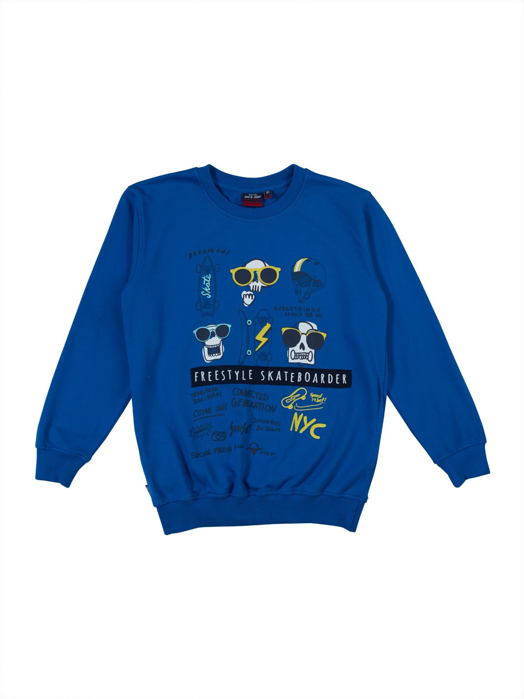 

Gini and Jony Boys Graphic Printed Fleece Sweatshirt, Blue