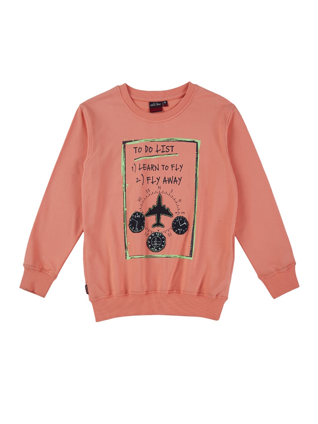 

Gini and Jony Boys Graphic Printed Fleece Sweatshirt, Peach
