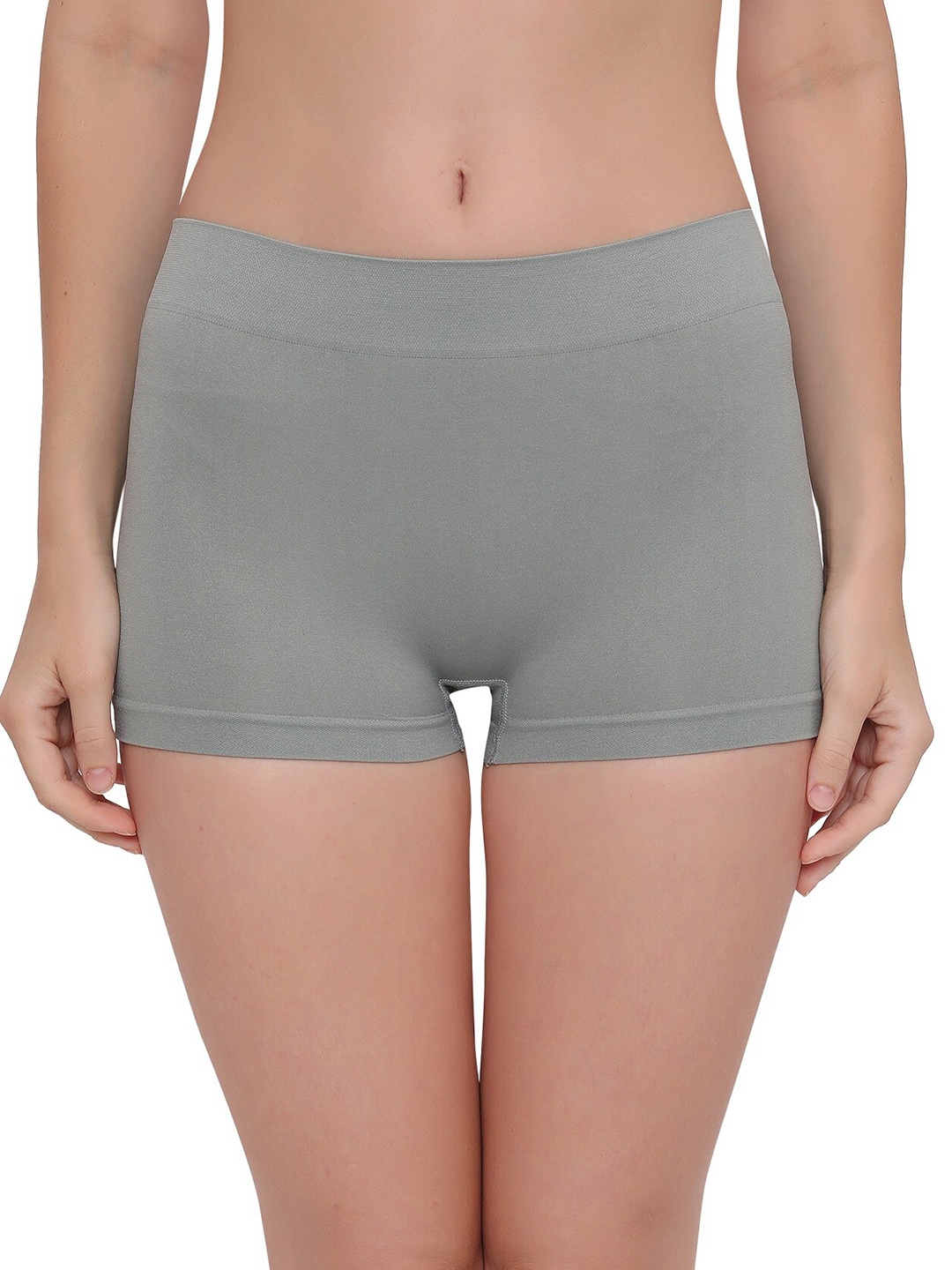 

PLUMBURY Women Mid-Rise Seamless Boy Shorts Briefs, Grey