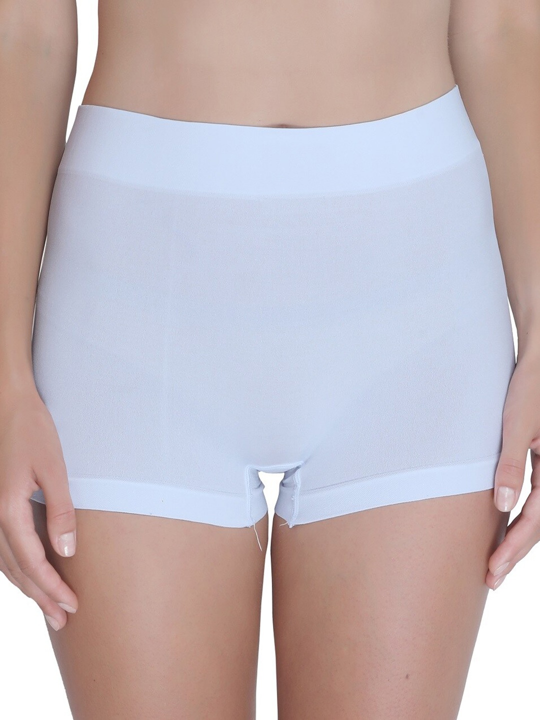 

PLUMBURY Women Seamless Anti Microbial Boy Shorts Briefs, White
