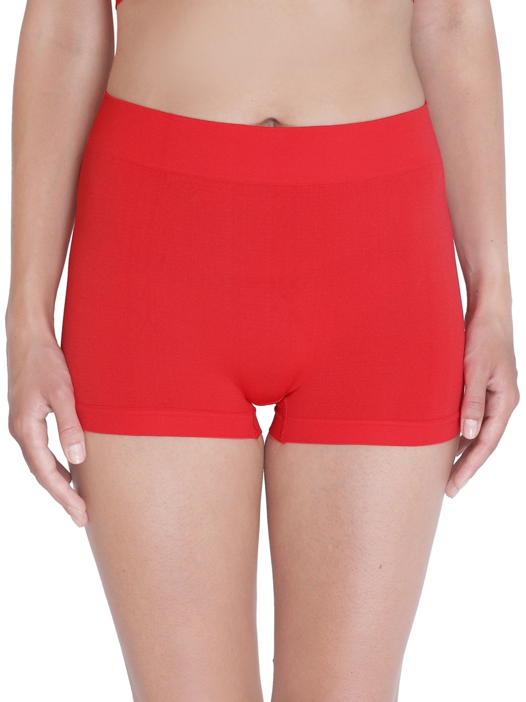 

PLUMBURY Women Seamless Anti Microbial Boy Short Briefs, Red
