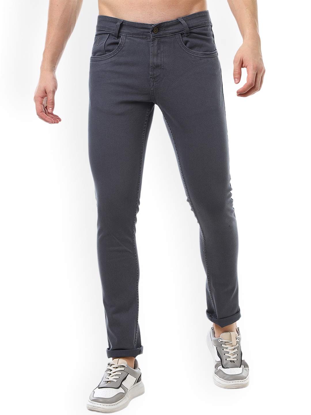 

Jean Cafe Men Jean Slim Fit Mid-Rise Dark Shade Pure Cotton Jeans, Grey