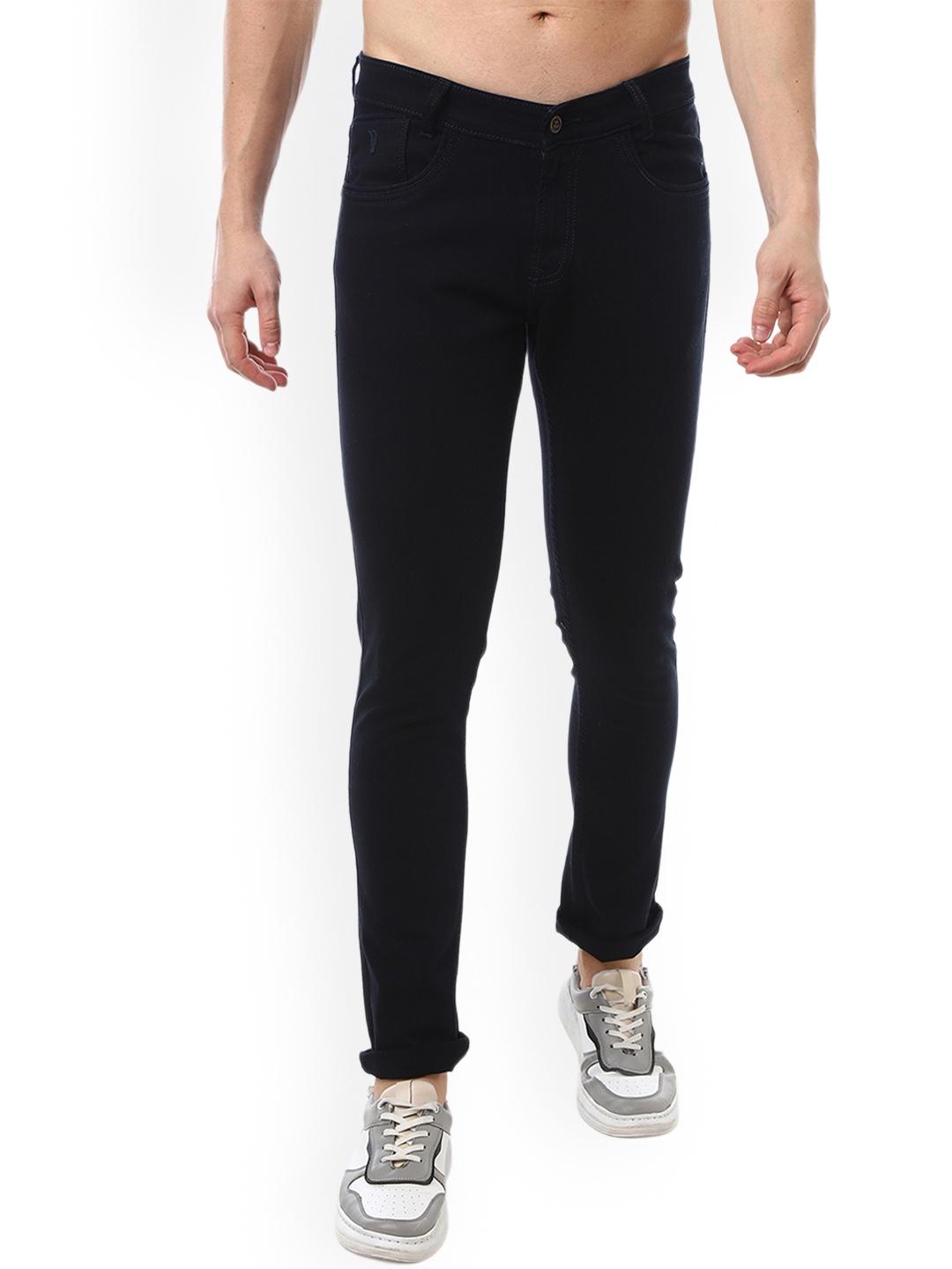 

Jean Cafe Men Jean Slim Fit Mid Rise Pure Cotton Jeans, Navy blue