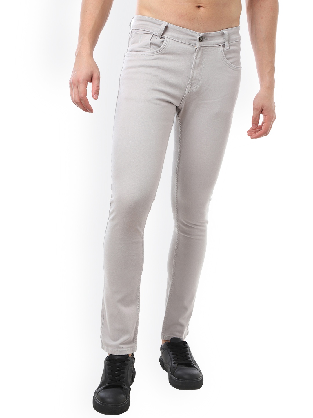 

Jean Cafe Men Jean Slim Fit Mid Rise Pure Cotton Jeans, Grey