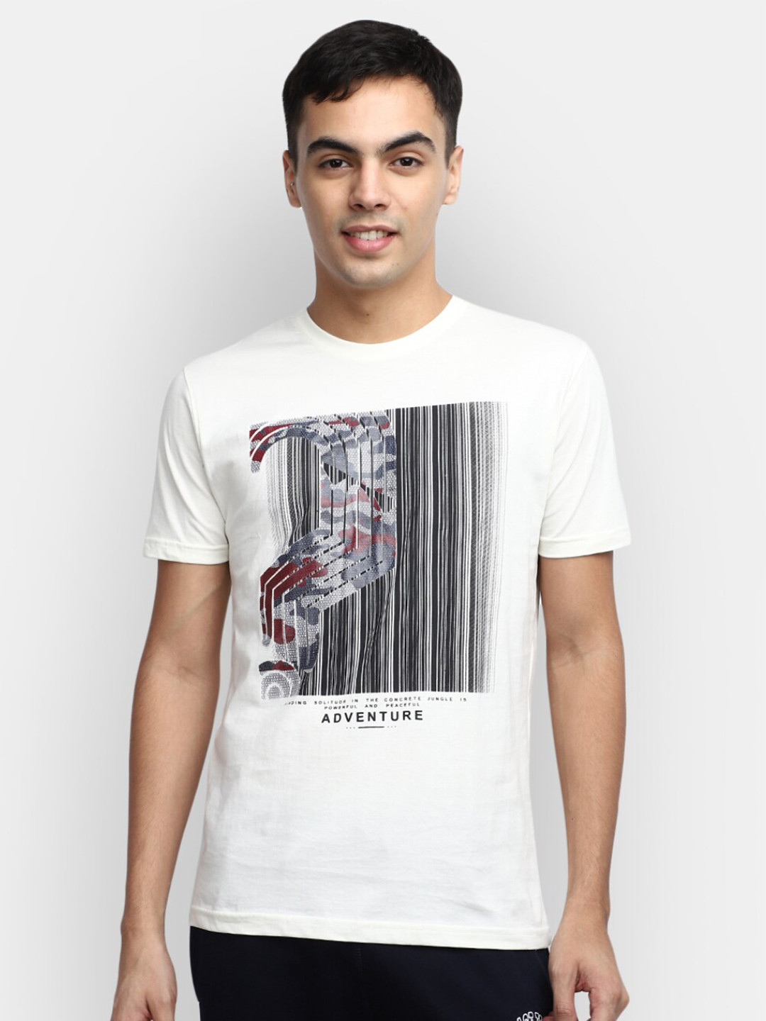 

V-Mart Graphic Printed Slim Fit Cotton T-shirt, White