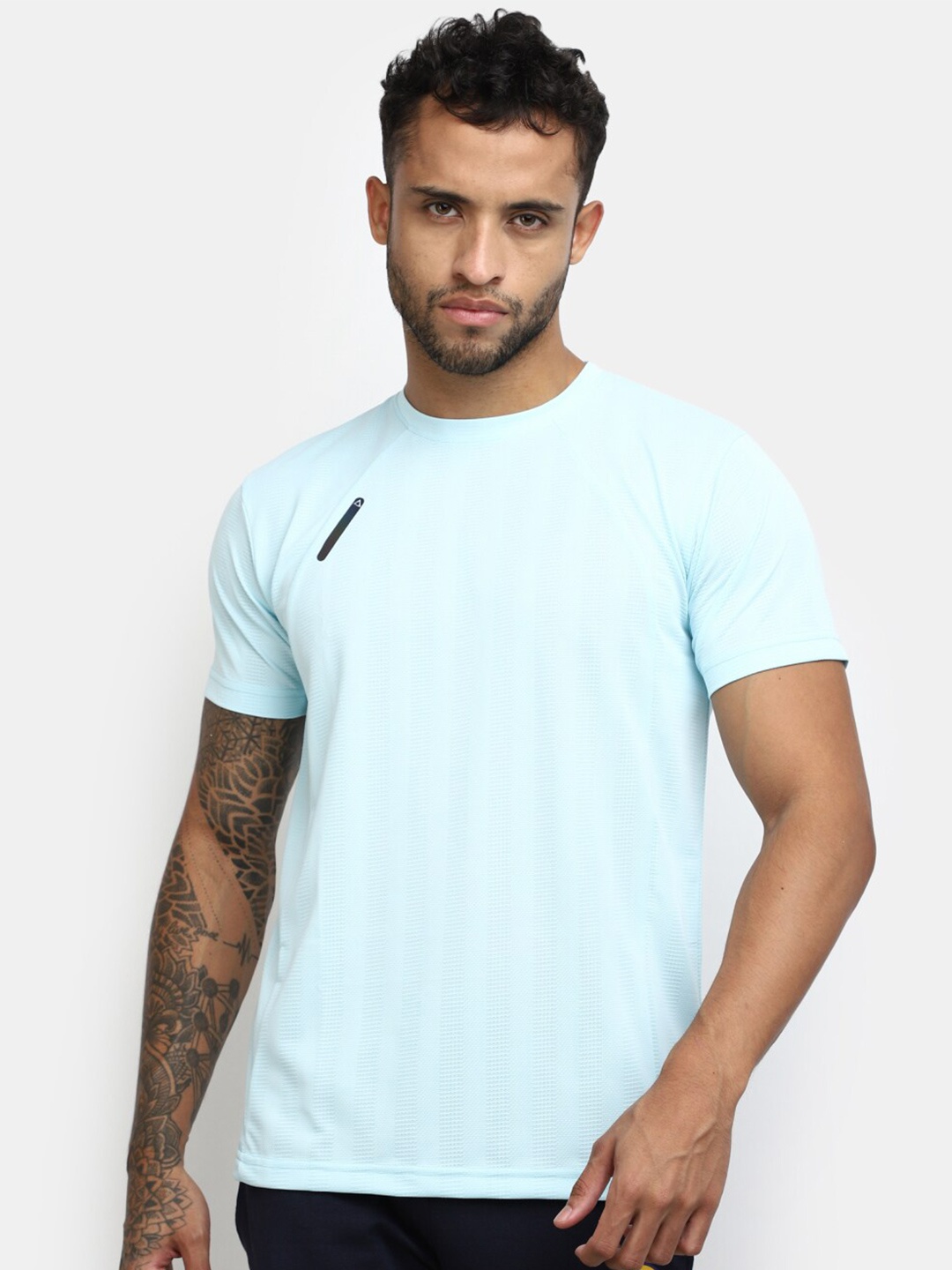 V-Mart Round Neck Short Sleeve T-shirt, Turquoise blue