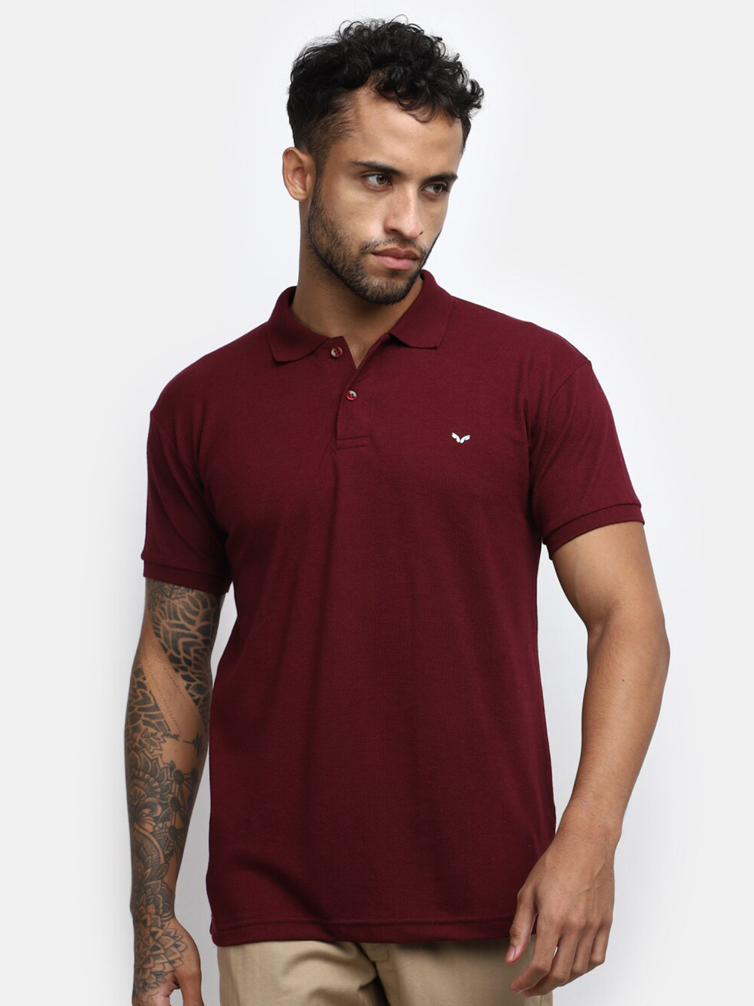 

V-Mart Men Solid Polo Collar T-shirt, Red
