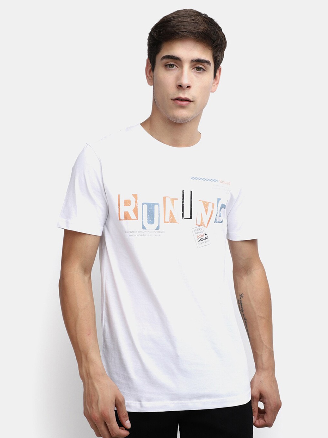 

V-Mart Typography Printed Slim Fit Cotton T-shirt, White