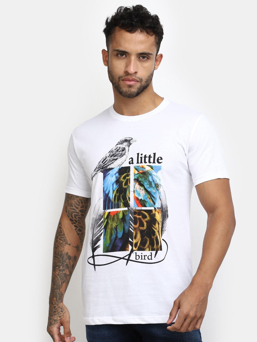

V-Mart Graphic Printed Slim Fit Cotton T-shirt, White