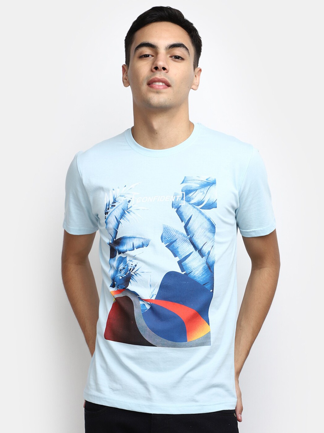 

V-Mart Graphic Printed Round Neck Cotton T-shirt, Blue