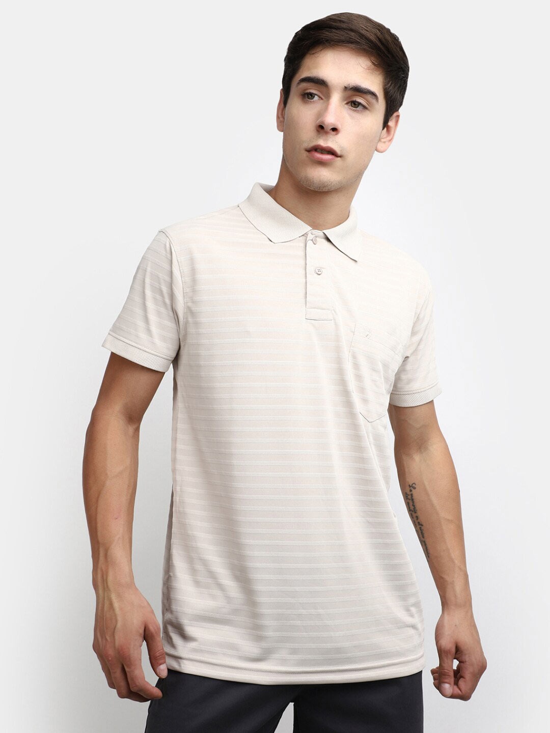 

V-Mart Polo Collar Cotton T-shirt, Beige