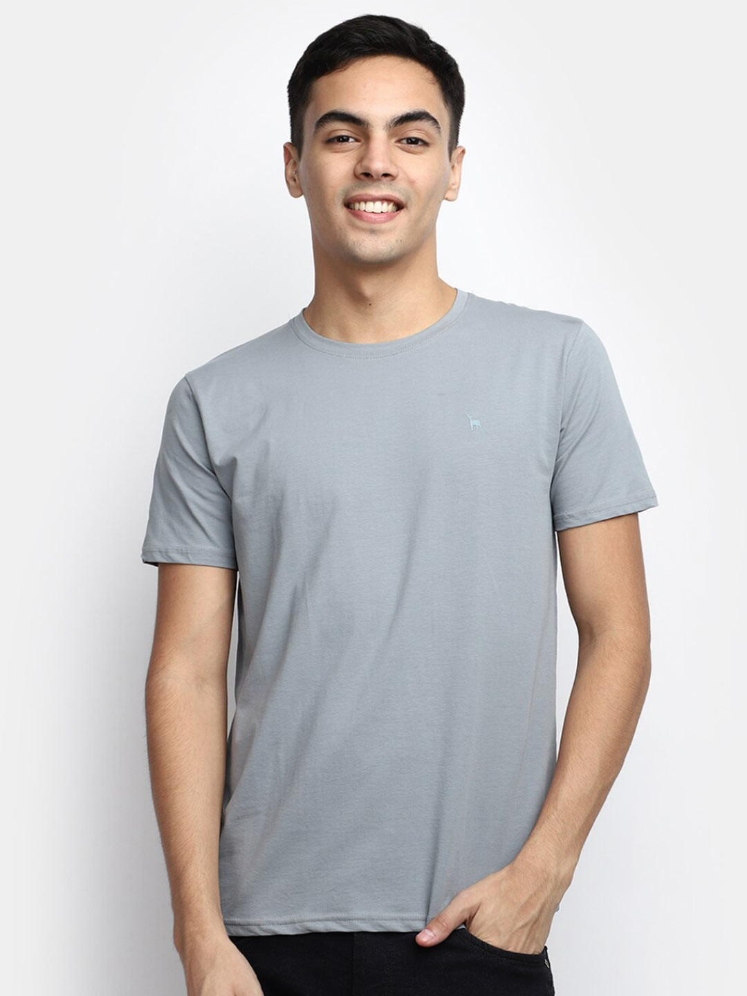 

V-Mart Casual Slim Fit Cotton T-shirt, Grey