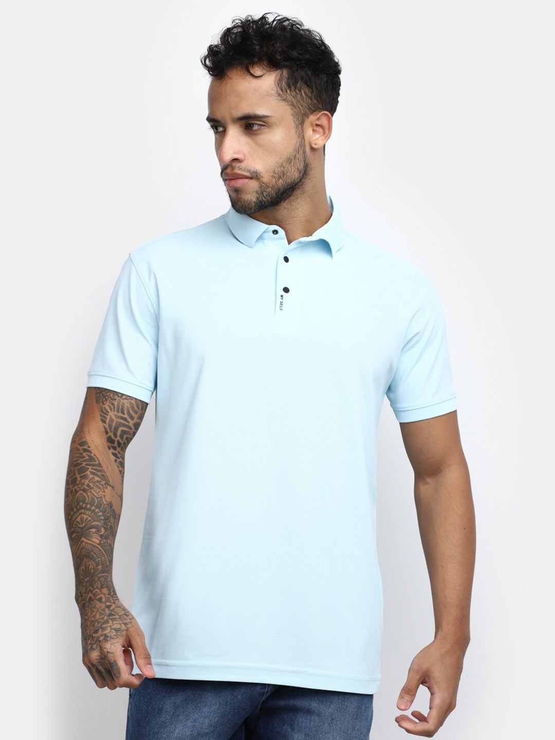 

V-Mart Polo Collar Cotton T-Shirt, Blue