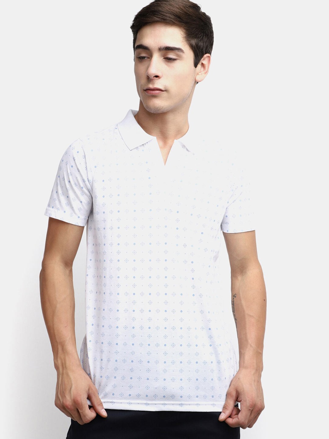 

V-Mart Conversational Printed Polo Collar Slim Fit T-shirt, White