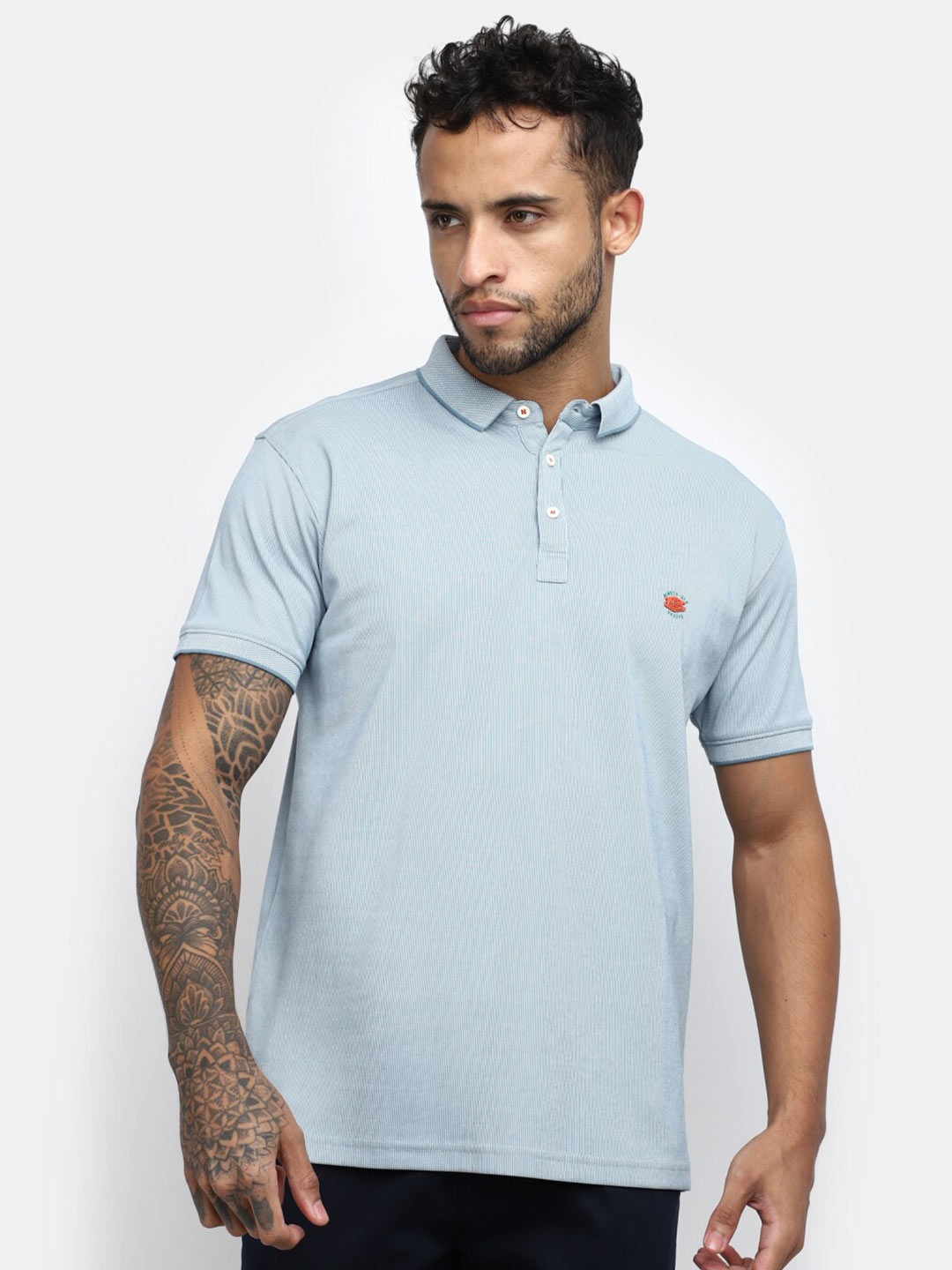 V-Mart Polo Collar Cotton T-Shirt, Blue