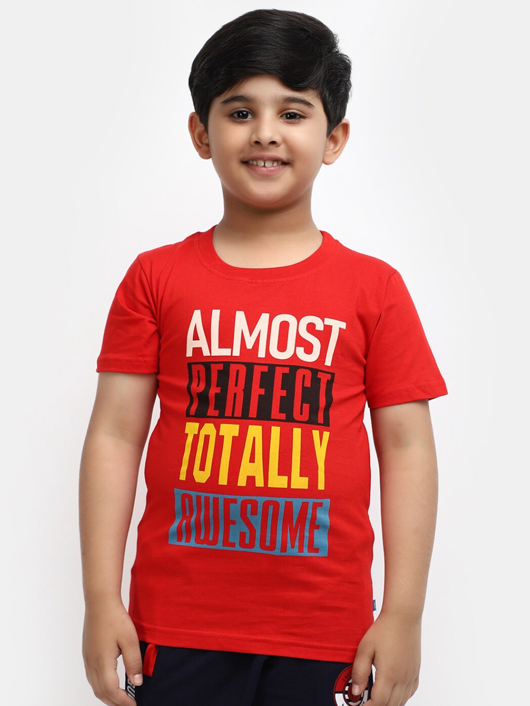 

V-Mart Boys Typography Printed Cotton T-shirt, Red
