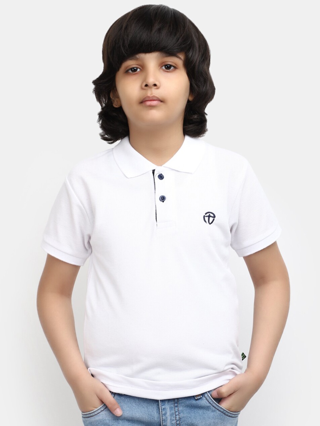 

V-Mart Boys Polo Collar Cotton T-shirt, White