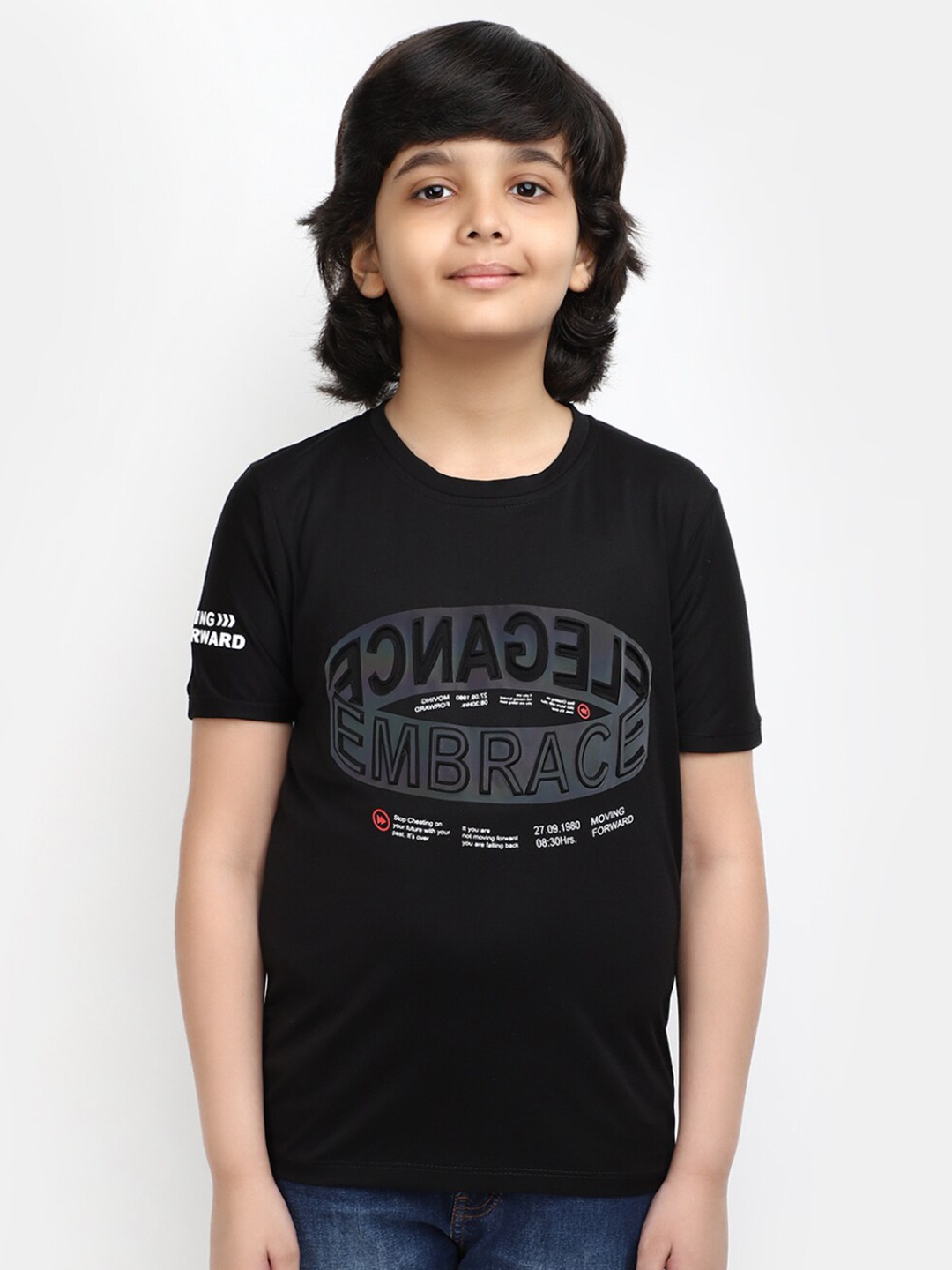 

V-Mart Boys Typography Printed Cotton T-shirt, Black