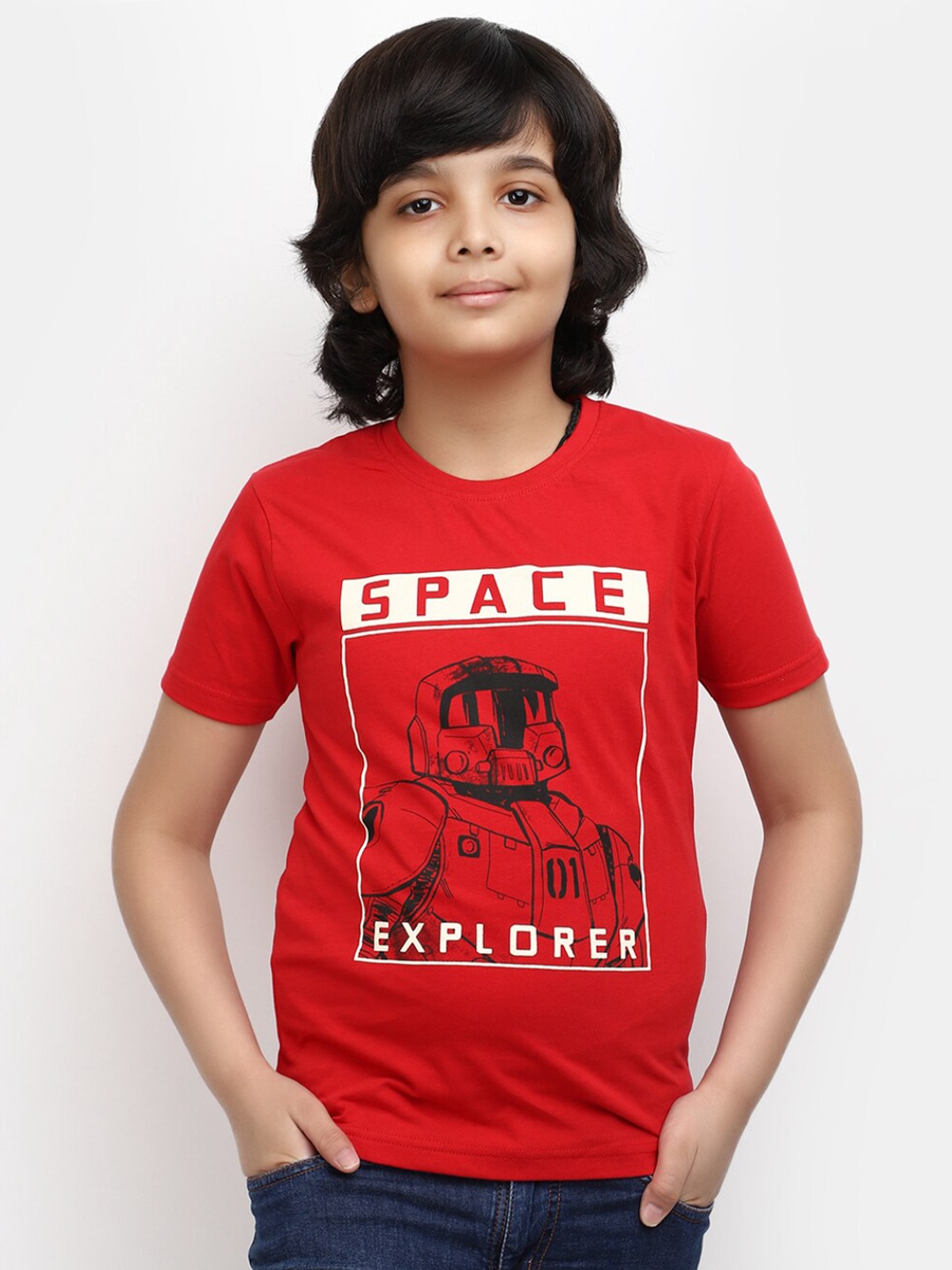 

V-Mart Boys Graphic Printed Cotton T-shirt, Red