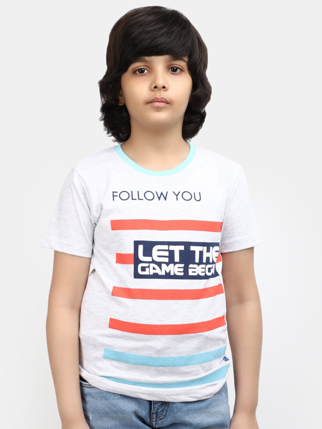 

V-Mart Boys Typography Printed Cotton Casual T-shirt, Grey