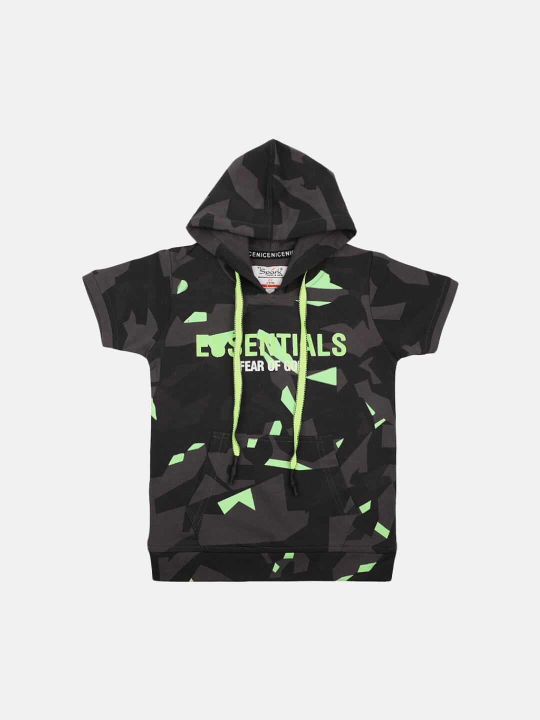 

V-Mart Boys Abstract Printed Hooded Neck Cotton T-Shirt, Olive