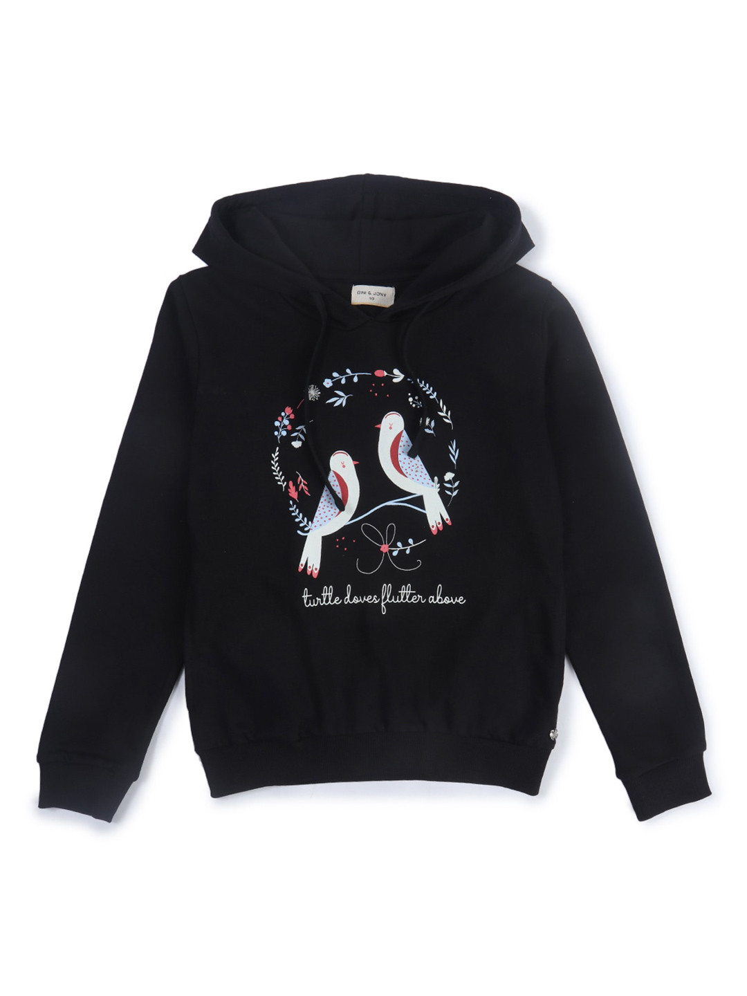 

Gini and Jony Girls Printed Hooded Cotton Sweatshirt, Black