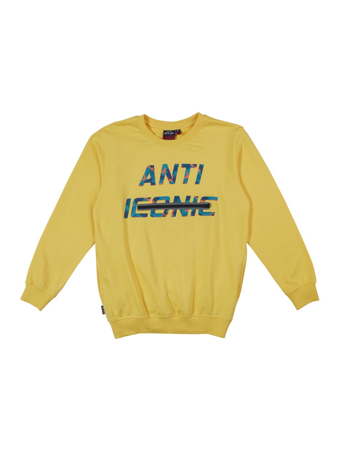 

Gini and Jony Infants Boys Typography Printed Fleece Sweatshirt, Yellow
