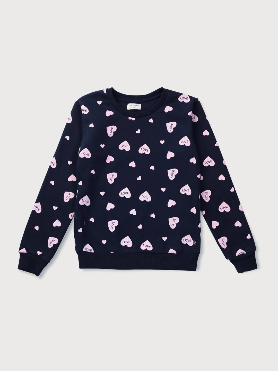 

Gini and Jony Infants Girls Conversational Printed Cotton Sweatshirt, Navy blue