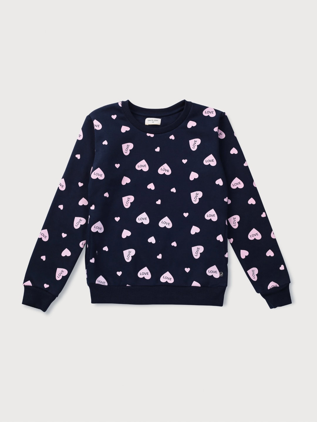 

Gini and Jony Girls Conversational Printed Cotton Sweatshirt, Navy blue