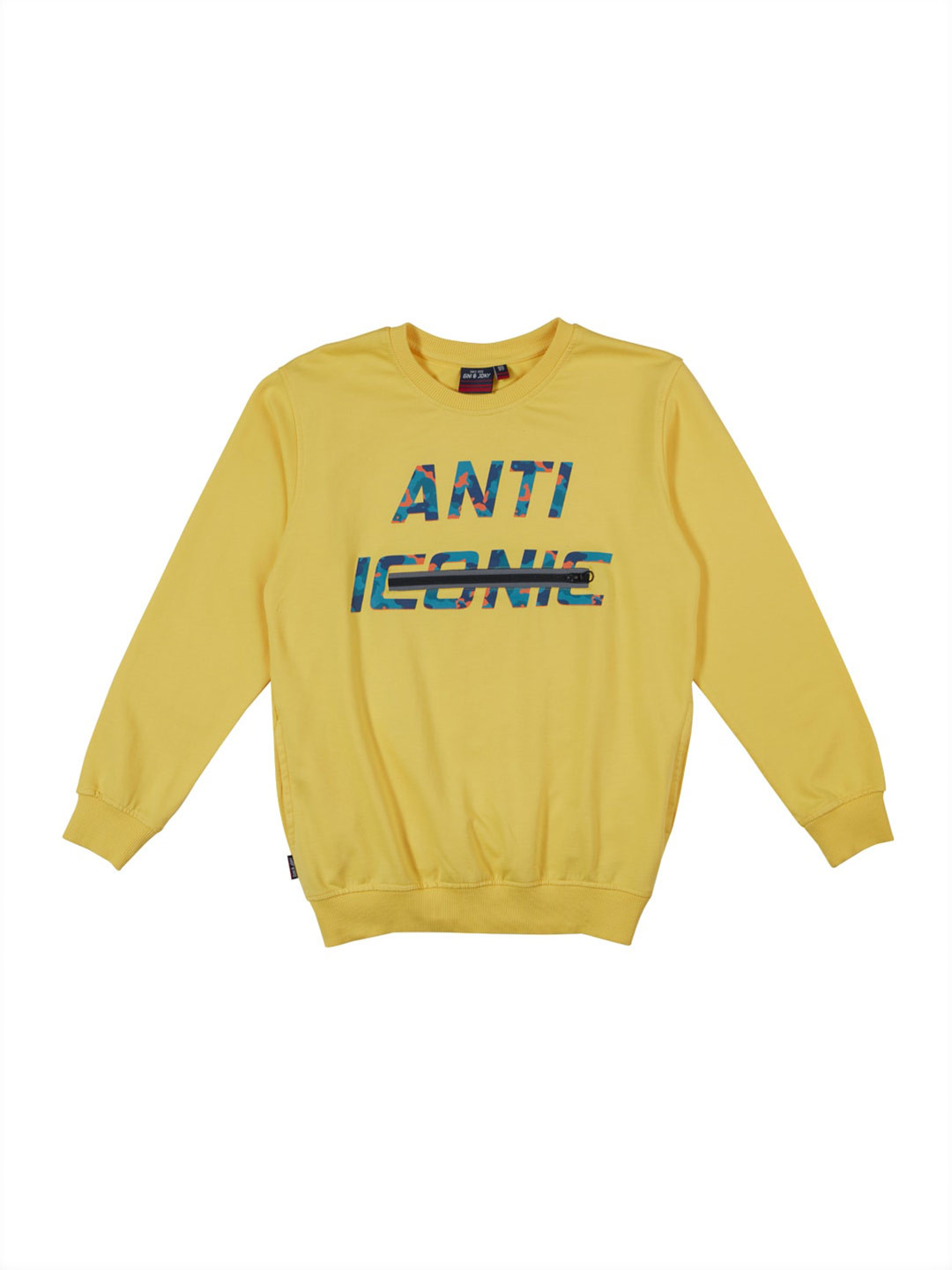 

Gini and Jony Boys Typography Printed Fleece Sweatshirt, Yellow
