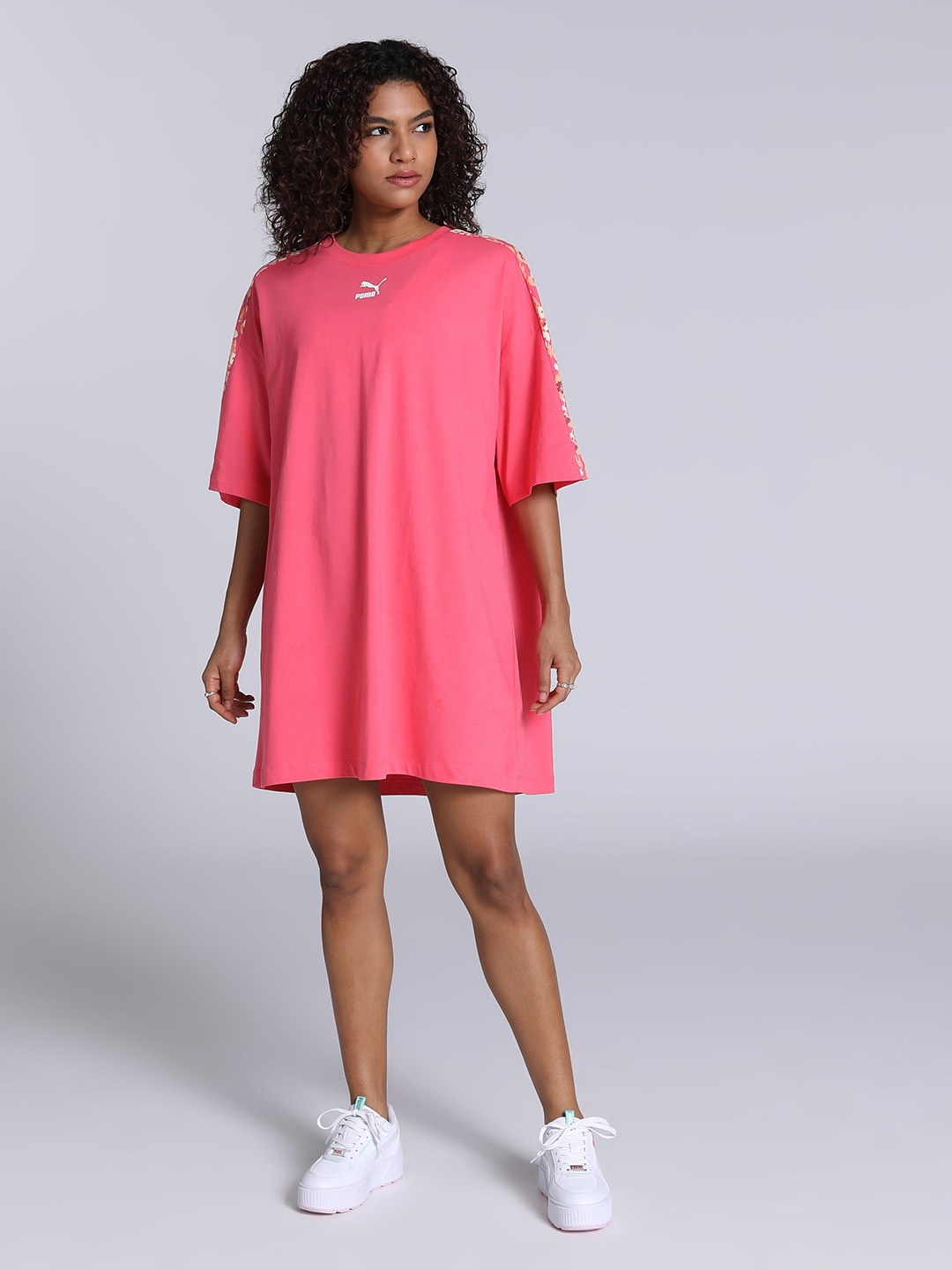 

Puma Relaxed Fit Brand Logo Printed T-Shirt Dress, Pink